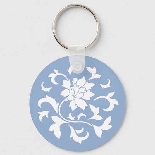 Oriental Flower - Serenity Blue Circular Pattern Sleutelhanger (Voorkant)
