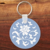 Oriental Flower - Serenity Blue Circular Pattern Sleutelhanger (Voorkant)