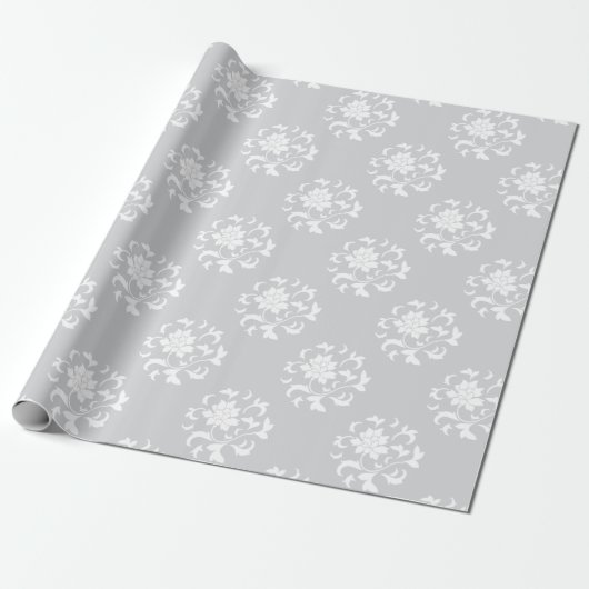 Oriental Flower - Silver Circular Pattern Cadeaupapier (Uitgerold)