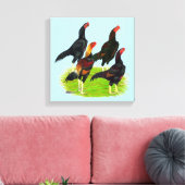 Oriental Game Fowl Quartet Canvas Afdruk (Insitu (Woonkamer))