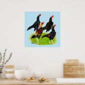 Oriental Game Fowl Quartet Poster (Keuken)