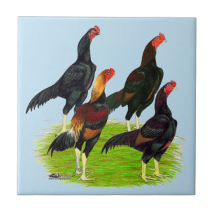 Oriental Game Fowl Quartet Tegeltje