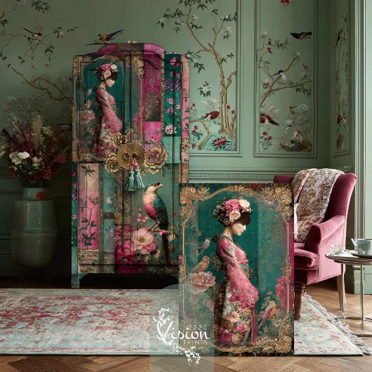 Oriental Garden, Portret Collage Art Tissuepapier