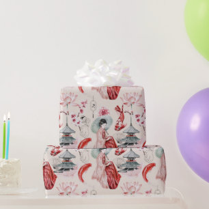 Oriental Geisha, Koi Fish, Japanse pagode Cadeaupapier