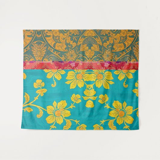 ORIENTAL Groen Rood Kleurrijk - Wandtapijt Wandkleed (Voorkant (horizontaal))