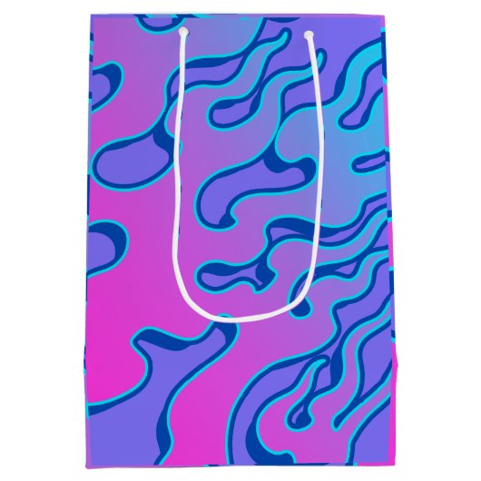 Oriental Japanese Neon Flame Pattern Medium Cadeauzakje (Achterkant)