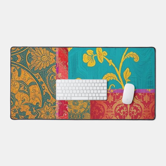 ORIENTAL Kleurrijk Groen Rood - Deskmat, Muismat Bureaumat (Keyboard & Muis)