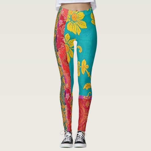 ORIENTAL Kleurrijk Groen Rood - Leggings (Voorkant)
