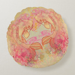 Oriental Koi Carp, Round Cushions Rond Kussen