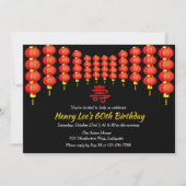 Oriental Lantern Longevity Birthday Party Invite Kaart (Voorkant)