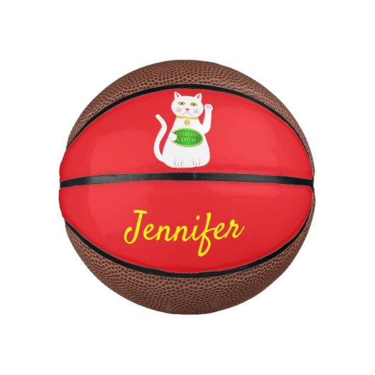 Oriental Lucky Cat Custom Name Basketbal (Voorkant)