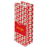 Oriental Lucky Cat Custom Name Wijn Cadeautas (Voorkant Gekanteld)