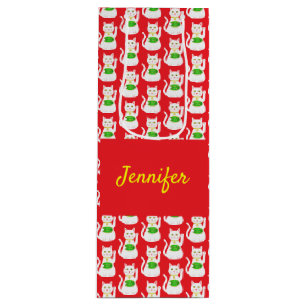 Oriental Lucky Cat Custom Name Wijn Cadeautas