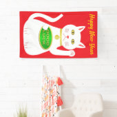 Oriental Lucky Cat Custom New Year Spandoek (Insitu)