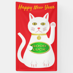 Oriental Lucky Cat Custom New Year Spandoek