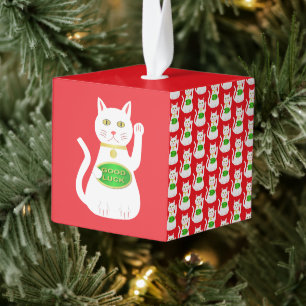 Oriental Lucky Cat Kubus Ornament