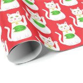 Oriental Lucky Cat Patterned Cadeaupapier (Rol Hoek)