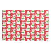 Oriental Lucky Cat Patterned Kussensloop (Achterkant)