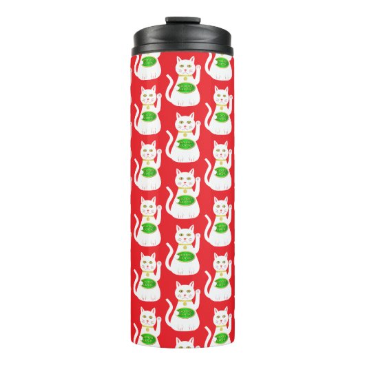 Oriental Lucky Cat Patterned Thermosbeker (Voorkant)