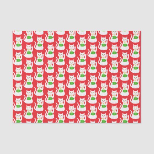 Oriental Lucky Cat Patterned Tissuepapier (Voorkant)