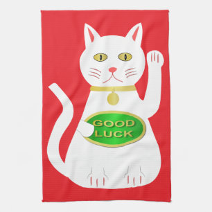 Oriental Lucky Cat Theedoek