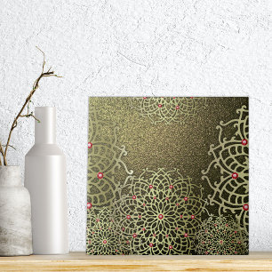 Oriental Luxury Indian Gold Jeweled Floral Mandala Tegeltje