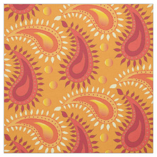 Oriental Oranje Persian Paisley Pattern Stof