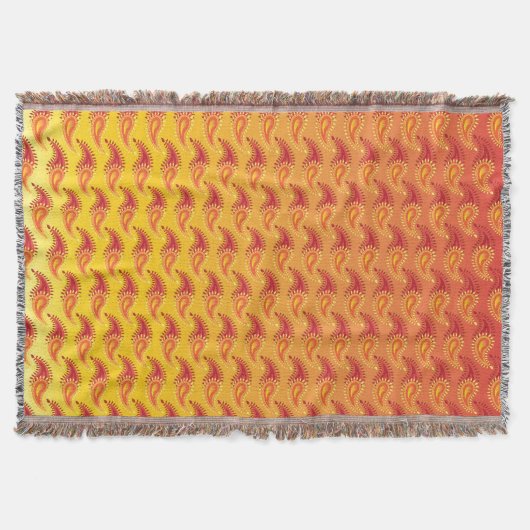 Oriental Oranje Twin Flame Persian Paisley Pattern Deken (Voorkant)