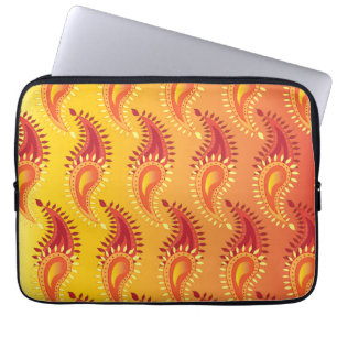 Oriental Oranje Twin Flame Persian Paisley Pattern Laptop Sleeve