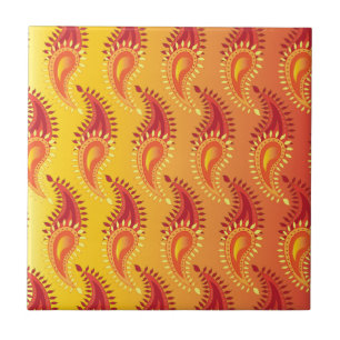 Oriental Oranje Twin Flame Persian Paisley Pattern Tegeltje