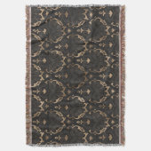 Oriental Pattern - Black Leather and Gold Deken (Voorkant Verticaal)