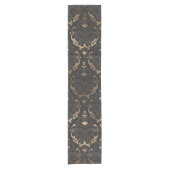 Oriental Pattern - Black Leather and Gold Korte Tafelloper (Voorkant)