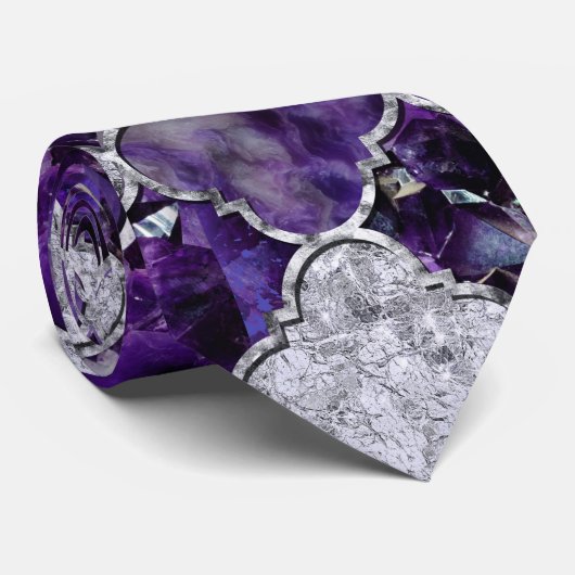Oriental Pattern met Amethyst Clusters en Silver Stropdas (Opgerold)