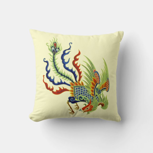 Oriental Peacock  kunst Kussen (Voorkant)