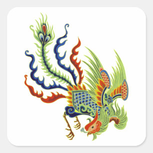 Oriental Peacock  kunst Vierkante Sticker
