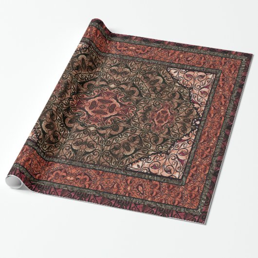 Oriental Persian Antiek Red Cadeaupapier (Uitgerold)