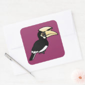 Oriental Pied Hornbill Vierkante Sticker (Envelop)