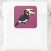 Oriental Pied Hornbill Vierkante Sticker (Tas)