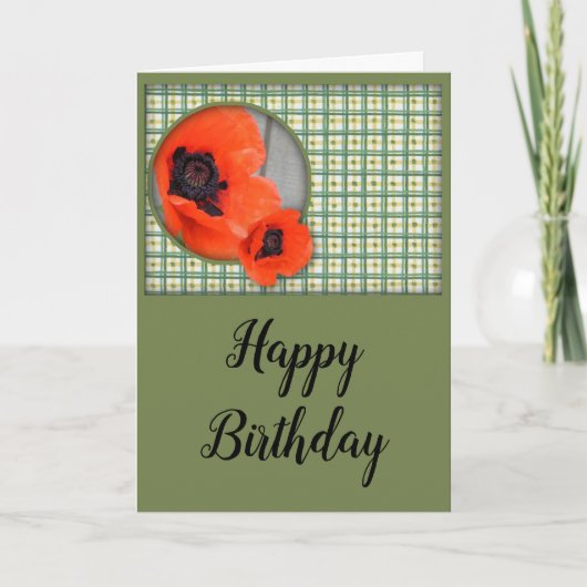 Oriental Poppies Birthday Kaart (Voorkant)