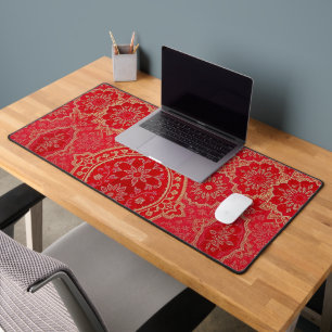 ORIENTAL Red Golden Pattern - Deskmat, Muismat Bureaumat