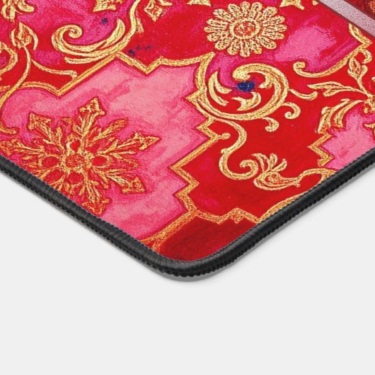 ORIENTAL Red Golden Pattern - Deskmat, Muismat Bureaumat (Hoek)