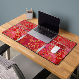 ORIENTAL Red Golden Pattern - Deskmat, Muismat Bureaumat