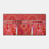 ORIENTAL Red Golden Pattern - Deskmat, Muismat Bureaumat (Voorkant)