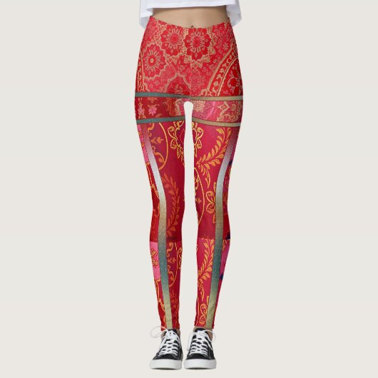 ORIENTAL Red Golden Pattern - Leggings (Voorkant)