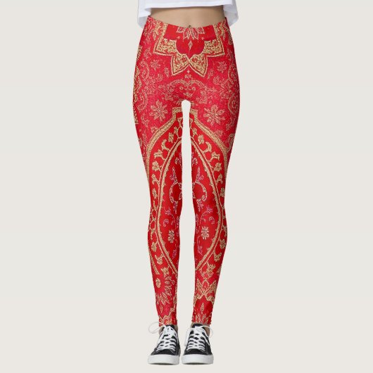 ORIENTAL Red Golden Pattern - Leggings (Voorkant)