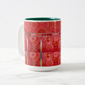 ORIENTAL Red Golden Pattern - Mok, Beker Tweekleurige Koffiemok (Voorkant links)