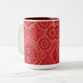 ORIENTAL Red Golden Pattern - Mok, Beker Tweekleurige Koffiemok (Voorkant links)