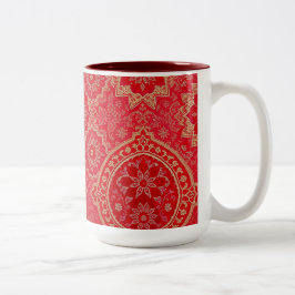 ORIENTAL Red Golden Pattern - Mok, Beker Tweekleurige Koffiemok
