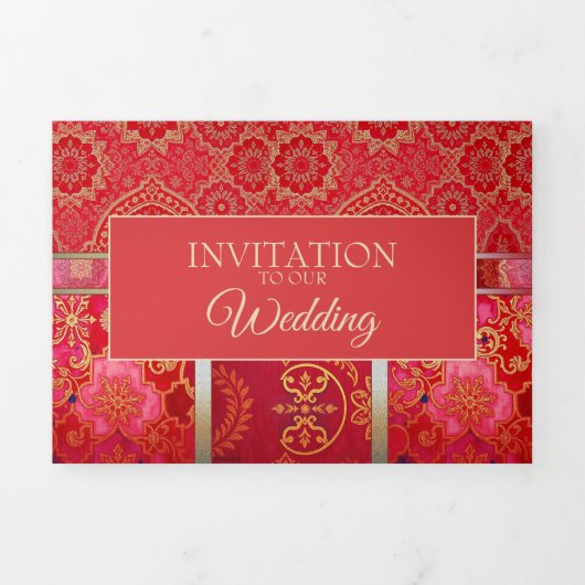 ORIENTAL Red Golden Pattern - Uitnodiging Kaart (Cover)