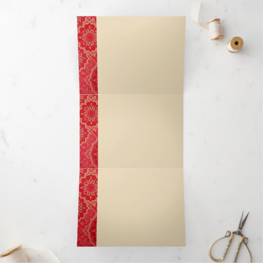 ORIENTAL Red Golden Pattern - Uitnodiging Kaart (Binnen)